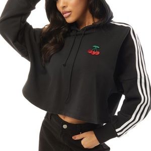 Adidas Originals HER Studio London Cropped Sequin Cherry Hoodie Size XS